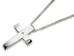 Fred Bennett Silver Diamond Set Cross And Chain - EXCLUSIVE - A3759
