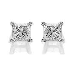 14ct White Gold Diamond Solitaire Stud Earrings - 3/4ct Per Pair - AGI Certificated - D3907