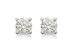 18ct White Gold Diamond Solitaire Stud Earrings - 80pts Per Pair - D4528