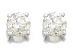 18ct White Gold 1 Carat Diamond Solitaire Stud Earrings - D4530