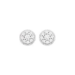 9ct White Gold Diamond Cluster Stud Earrings - 15pts Per Pair - D54115
