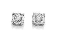 9ct White Gold Diamond Solitaire Stud Earrings - 20pts Per Pair - D5515