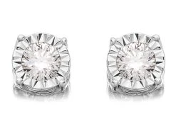 9ct White Gold Diamond Solitaire Stud Earrings - 1/2ct Per Pair - D5516