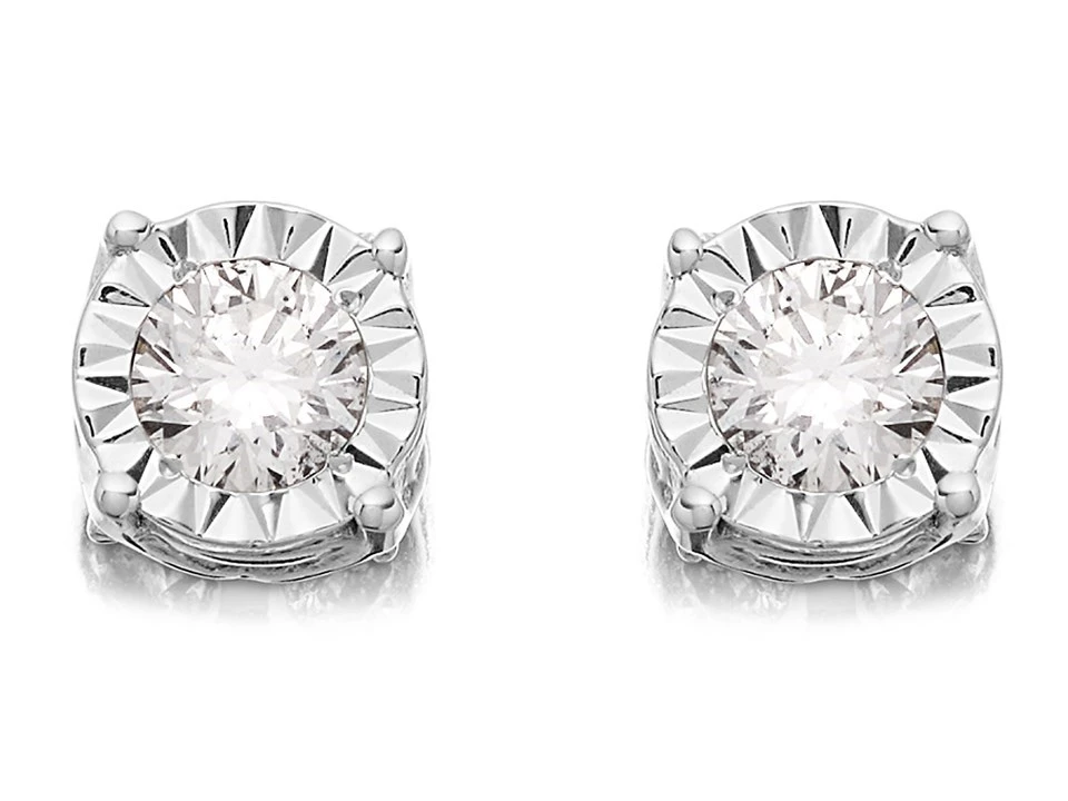 9ct White Gold Diamond Solitaire Stud Earrings - 1/2ct Per Pair - D5516 1 9ct White Gold Diamond Solitaire Stud Earrings - 1/2ct Per Pair - D5516