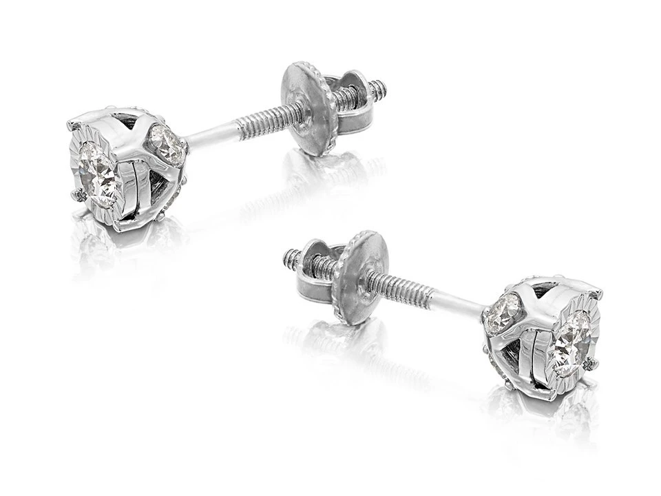 9ct White Gold Diamond Solitaire Stud Earrings - 1/2ct Per Pair - D5516 2 9ct White Gold Diamond Solitaire Stud Earrings - 1/2ct Per Pair - D5516 - Image 2