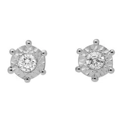 9ct White Gold Diamond Solitaire Stud Earrings - 12pts Per Pair - D5540