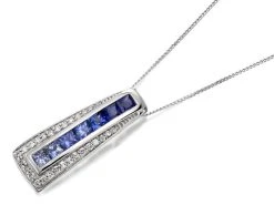 9ct White Gold Sapphire And Diamond Necklace - 13pts - EXCLUSIVE - D5603