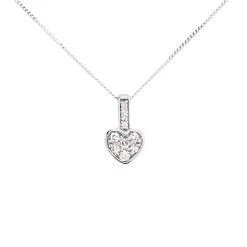 9ct White Gold Diamond Heart Necklace - 12pts - D56151