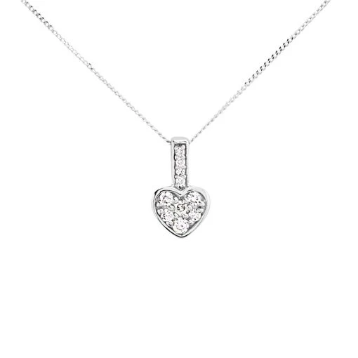 9ct White Gold Diamond Heart Necklace - 12pts - D56151 -Fhinds Shop D56151 L 1