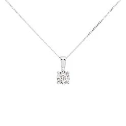 9ct White Gold Diamond Solitaire Necklace - 8pts - D56157