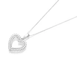9ct White Gold Diamond Open Heart Necklace - 1/4ct - D5641