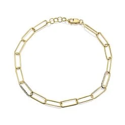 9ct Gold Diamond Oval Trace Bracelet - 15pts - D5729