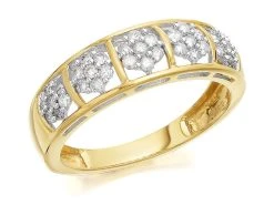 9ct Gold Cluster Band Ring - 1/3ct - D6112