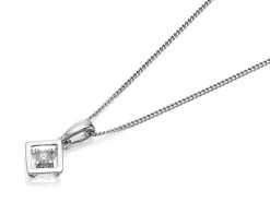 Love It! 9ct White Gold Diamond Square Necklace - D62306