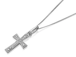 Love It! 9ct White Gold Diamond Cross And Chain - D62309