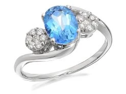 9ct White Gold Blue Topaz And Diamond Twist Ring - 20pts - D63107