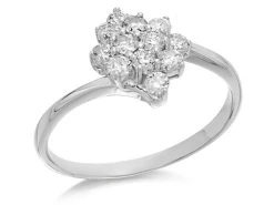 9ct White Gold Diamond Twist Cluster Ring - 1/2ct - D6310