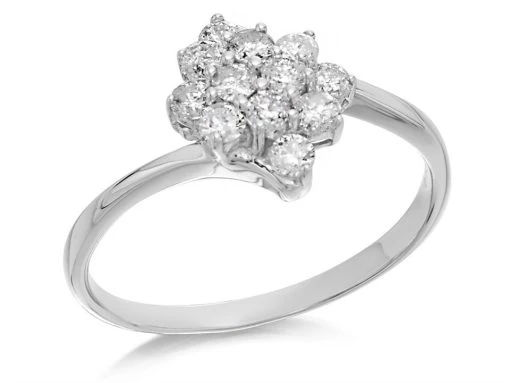 9ct White Gold Diamond Twist Cluster Ring - 1/2ct - D6310 5 9ct White Gold Diamond Twist Cluster Ring - 1/2ct - D6310 -Fhinds Shop D6310 L 1