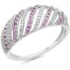 9ct White Gold Diamond And Pink Sapphire Band Ring - 10pts - D63129