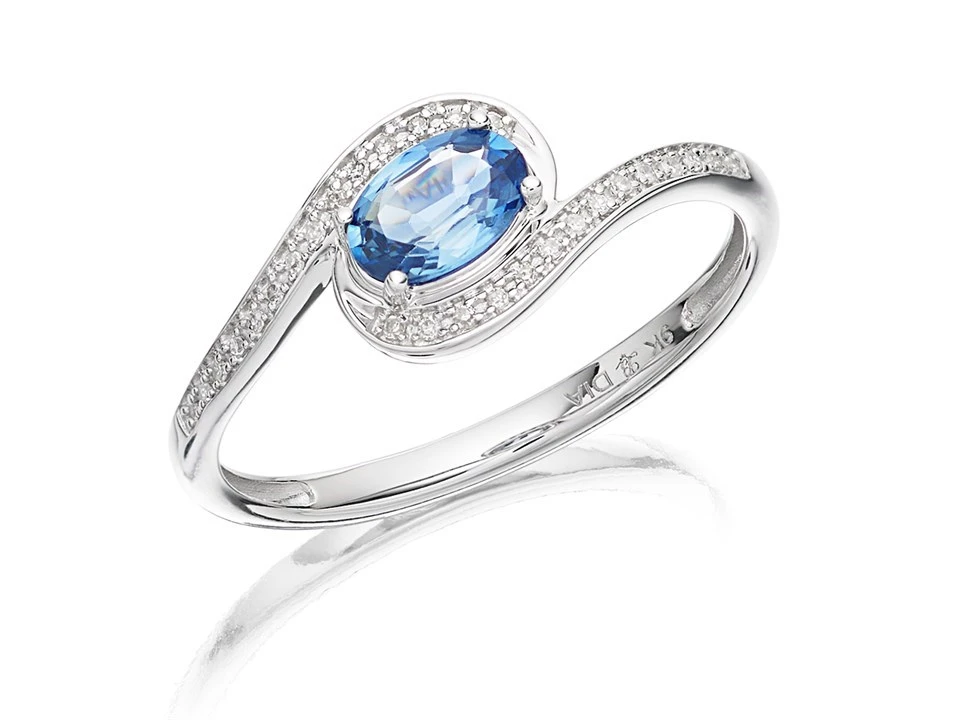9ct White Gold Sapphire And Diamond Twist Ring - D63138 1 9ct White Gold Sapphire And Diamond Twist Ring - D63138