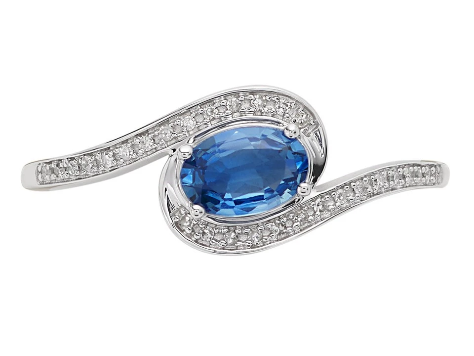 9ct White Gold Sapphire And Diamond Twist Ring - D63138 2 9ct White Gold Sapphire And Diamond Twist Ring - D63138 - Image 2