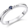 9ct White Gold Sapphire And Diamond Crossover Ring - D63141