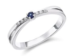 9ct White Gold Sapphire And Diamond Crossover Ring - D63141