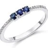 9ct White Gold Sapphire And Diamond Trilogy Ring - 6pts - D63143