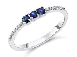 9ct White Gold Sapphire And Diamond Trilogy Ring - 6pts - D63143