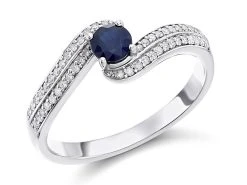 9ct White Gold Sapphire And Diamond Twist Ring - 15pts - D63144