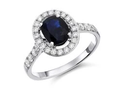 9ct White Gold Sapphire And Diamond Cluster Ring - 1/2ct - D63157