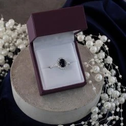 9ct White Gold Sapphire And Diamond Cluster Ring - 1/2ct - D63157 -Fhinds Shop D63157 L 4