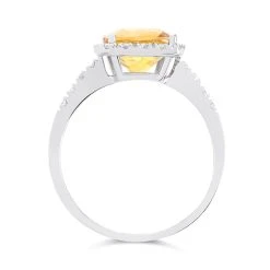 9ct White Gold Cushion Citrine And Diamond Cluster Ring - 10pts - D63159 -Fhinds Shop D63159 L 3