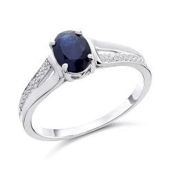 9ct White Gold Sapphire And Diamond Ring - 6pts - D63163