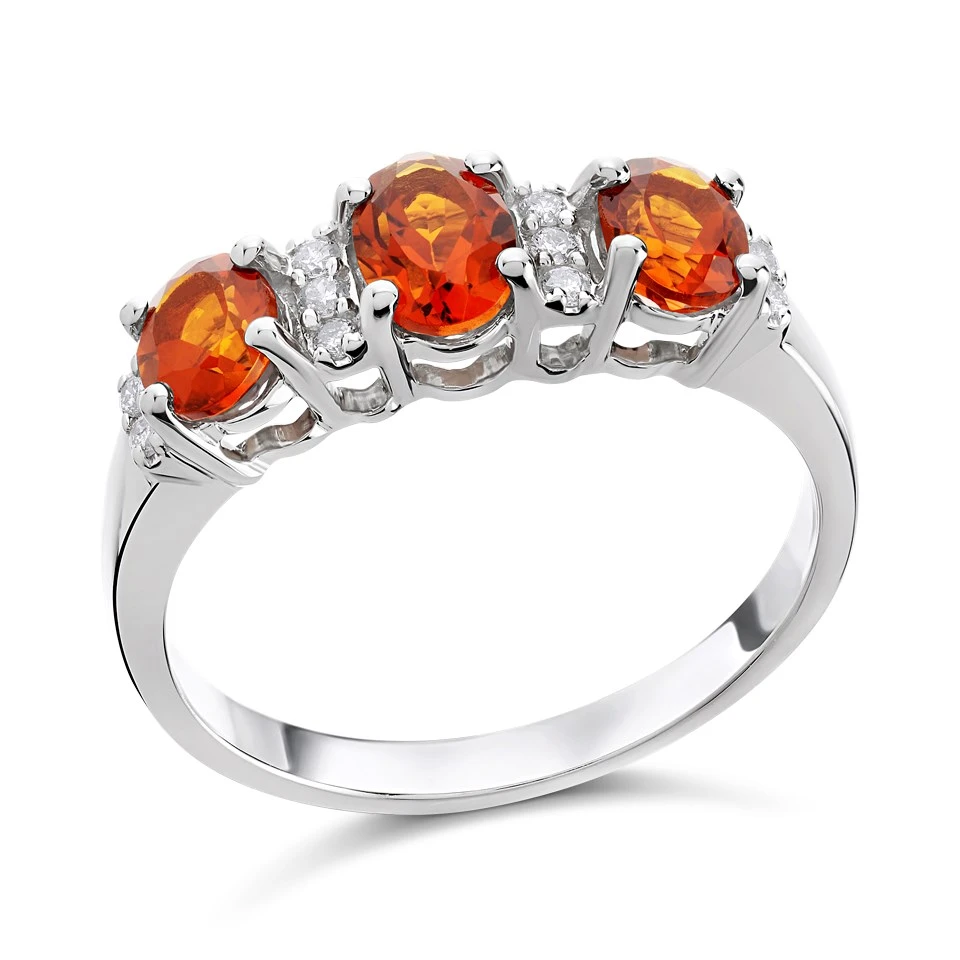 9ct White Gold Citrine And Diamond Ring - 10pts - D63169 1 9ct White Gold Citrine And Diamond Ring - 10pts - D63169