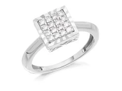 9ct White Gold Square Diamond Cluster Ring - 15pts - D66111