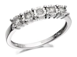 9ct White Gold Five Stone Diamond Ring - 15pts - D6877