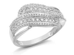 9ct White Gold Diamond Crossover Band Ring - 1/2ct - D6899