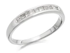 9ct White Gold Princess Cut Diamond Half Eternity Ring - 1/4ct - D71108