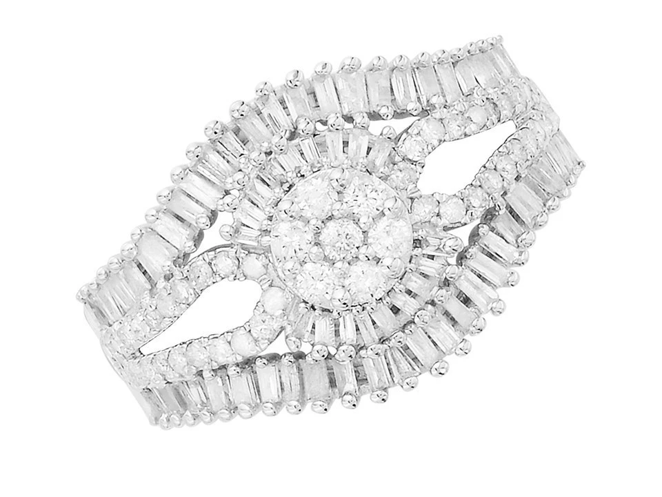 9ct White Gold 1 Carat Diamond Cluster Band Ring - D71117 2 9ct White Gold 1 Carat Diamond Cluster Band Ring - D71117 - Image 2