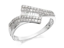 9ct White Gold Two Row Diamond Crossover Ring - 1/3ct - D71118