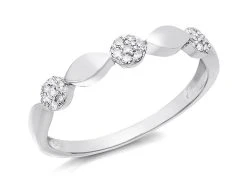 9ct White Gold Diamond Trilogy Cluster Band Ring - 10pts - D71146