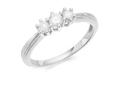 9ct White Gold Diamond Trilogy Ring - 1/4ct - D71180