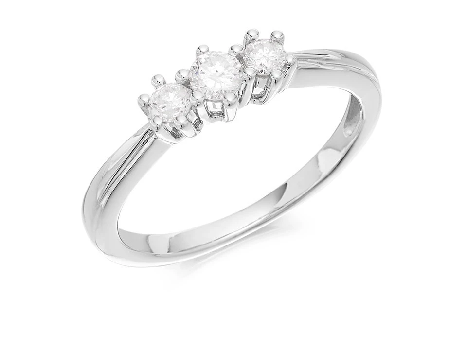 9ct White Gold Diamond Trilogy Ring - 1/4ct - D71180 1 9ct White Gold Diamond Trilogy Ring - 1/4ct - D71180