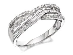 9ct White Gold Diamond Crossover Band Ring - 1/3ct - D7181
