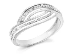 9ct White Gold Diamond Crossover Band Ring - 9pts - D72110