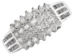 9ct White Gold 1 Carat Diamond Cluster Band Ring - D7248 -Fhinds Shop D7248 L 2