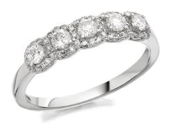 9ct White Gold Diamond Halo Cluster Ring - 1/2ct - D7299