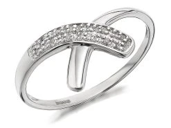 9ct White Gold Diamond Crossover Ring - 5pts - D7772