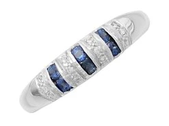 9ct White Gold Sapphire And Diamond Band Ring - 6pts - EXCLUSIVE - D7788 -Fhinds Shop D7788 L 2